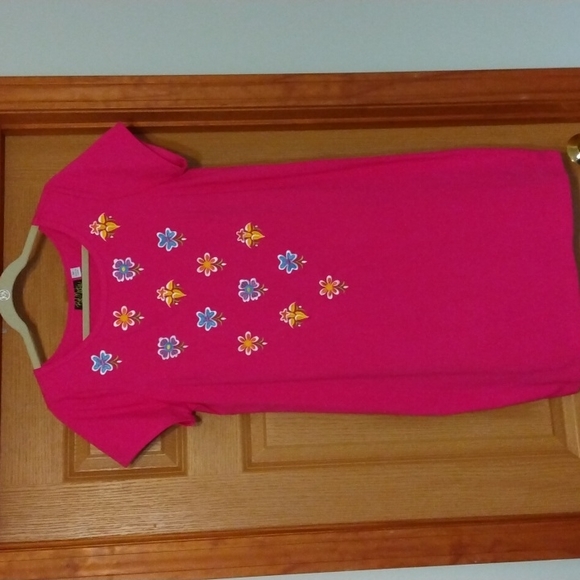 Bob Mackie embroidered Floral short sleeve cotton dress - Picture 1 of 5